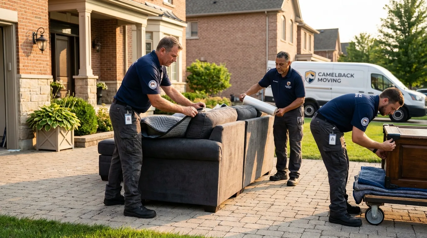 Large estate moving crew wrapping furniture in Concord, MI